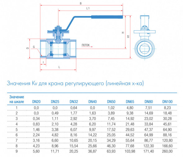 Кран шаровой регулирующий Маршал 10нж46фт-01 12ЦлР.01.1 DN 65/50 PN 25 стандартнопроходной муфтовый