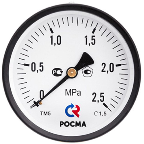 Манометр РОСМА ТМ-510Т.00 (0...1 МПа) Дкорп=100мм кл. 1,5 G1/2&amp;quot; общетехнический осевой 00000000908