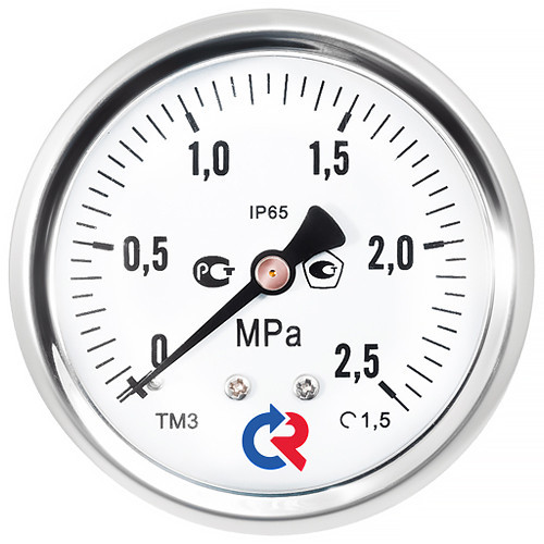 Манометр РОСМА ТМ-220Т.00 (0...0,4 МПа) Дкорп=50мм кл. 2,5 G1/4&amp;quot; виброустойчивый (готовый к гидрозаполнению) осевой УТ-00049522