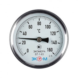 Термометр биметаллический ЭКОМЕРА БТ-1 Ду 63, Т 0-160C, L=60