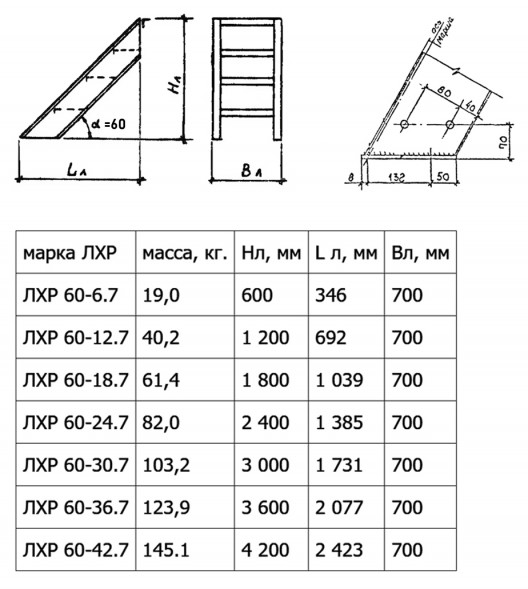 Лестница ЛХР 60-36.7 Серия 1.450.3-7.94