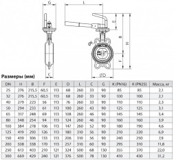 Затвор ЗПНС ADL ГРАНВЭЛ DN 40 PN 16 с рукояткой MR