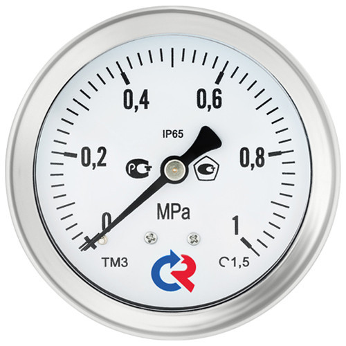 Манометр РОСМА ТМ-321Т.00 (0...2,5 МПа) Байонет Дкорп=63мм кл. 1,5 G1/4&amp;quot; коррозионностойкий виброустойчивый осевой УТ-00047935