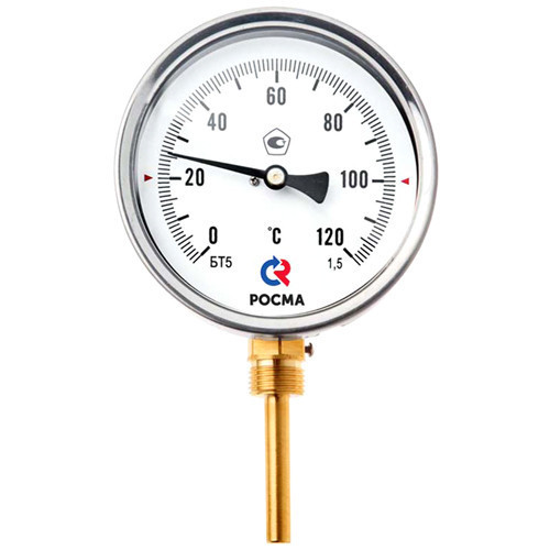 Термометр РОСМА БТ-52.211-64 Дкорп=100мм 10 МПа кл. 1,5 G1/2&amp;quot; Tраб = -30...+70°C биметаллический радиальный 00000002624
