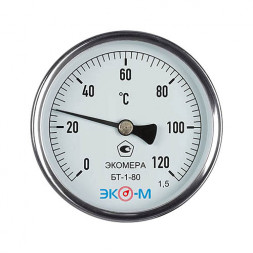 Термометр биметаллический ЭКОМЕРА БТ-1 Ду 80, Т 0-120C, L=40