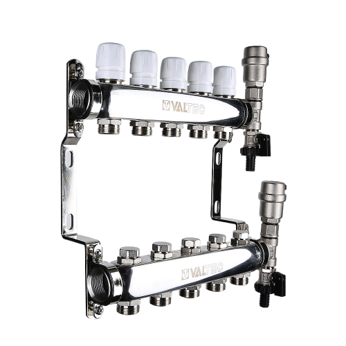 Коллекторная группа VALTEC VTc.588.EMNX.0607 7-ми контурный ВР-НР 1&amp;quot;x3/4&amp;quot; DN 25 PN 9 с регулирующими и балансировочными клапанами