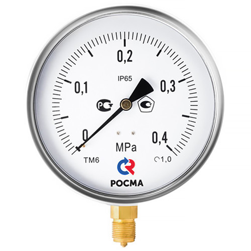 Манометр РОСМА ТМ-620Р.00 (0...0,16 МПа) Дкорп=150мм кл. 1,0 M20x1,5 виброустойчивый (готовый к гидрозаполнению) радиальный 00000010184