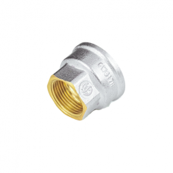Муфта соединительная переходная латунная Aquasfera 9019 DN 15x32 PN 20 резьба - 1/2&amp;#039;&amp;#039;x1 1/4&amp;#039;&amp;#039;, покрытие - никель, резьбовая ВР-ВР, 9019-04
