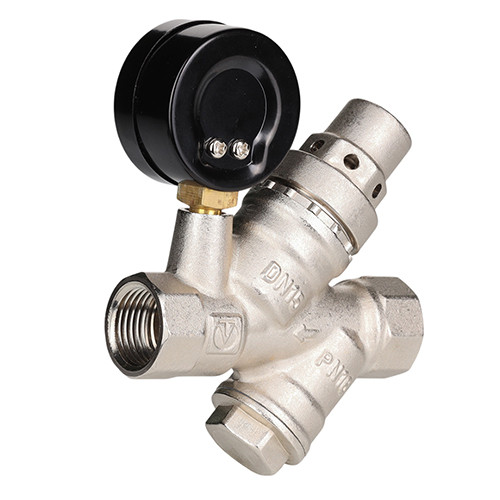 Редуктор давления VALTEC VT.082.N.05 3/4&amp;#039;&amp;#039; DN 20 PN 16 поршневой, прямого действия, с фильтром и манометром, латунный с никелевым покрытием