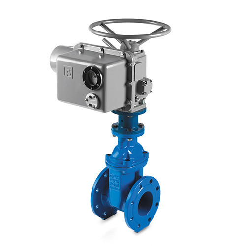 Задвижка GROSS DN 200 PN 10 фланцевая с обрезиненным клином с электроприводом ГЗ короткая