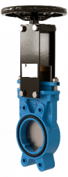 Задвижка шиберная VALSTOK VAB-013-01-HW(N)-NBR Ду 200 Ру 10 двусторонняя чугунная межфланцевая со штурвалом с невыдвижным штоком