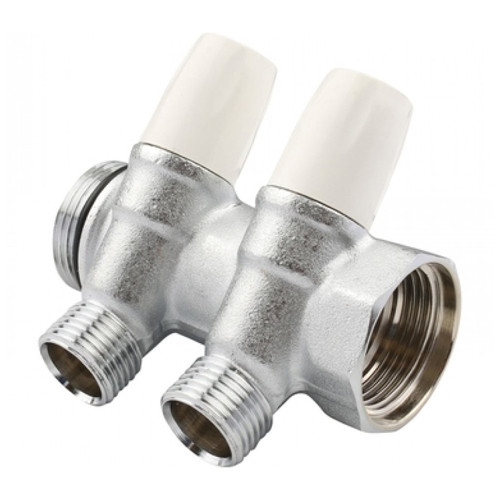 Коллектор распределительный Tiemme Maxima 1860008 2 отвода ВР-НР 3/4&amp;quot;х1/2&amp;quot; DN 20 PN 10 с регулирующими клапанами модульный