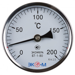 Термометр биметаллический ЭКОМЕРА БТ-1 Ду 80, Т 0-200C, L=40