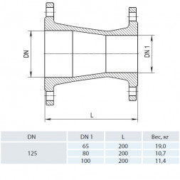 Переход фланцевый HAWLE 8550 DN 125-80 PN 16