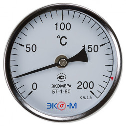 Термометр биметаллический ЭКОМЕРА БТ-1 Ду 80, Т 0-200C, L=60