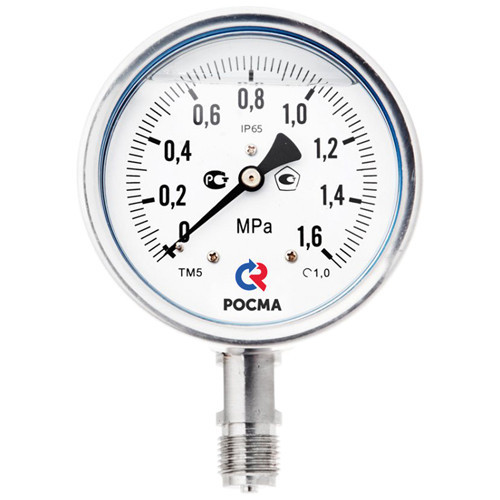 Манометр РОСМА ТМ-521Р.00 (0...60 МПа) Дкорп=100мм кл. 1,0 M20x1,5 коррозионностойкий виброустойчивый радиальный 00000001249