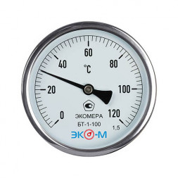 Термометр биметаллический ЭКОМЕРА БТ-1 Ду 100, Т 0-120C, L=40