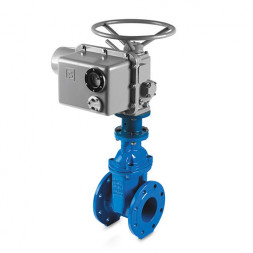 Задвижка GROSS DN 350 PN 16 фланцевая с обрезиненным клином с электроприводом ГЗ короткая