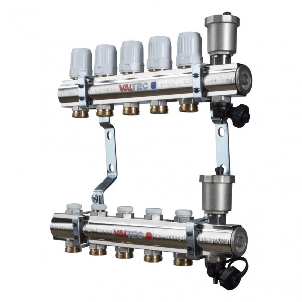 Коллекторная группа VALTEC VTc.594.EMNX.0603 3-х контурный ВР-НР 1&amp;quot;x3/4&amp;quot; DN 25 PN 10 с регулирующими и балансировочными клапанами