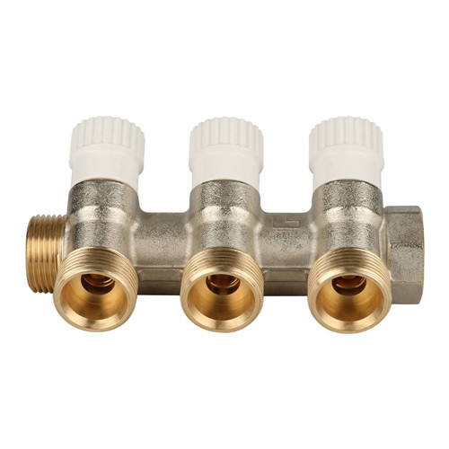 Коллектор распределительный STOUT SMB 6851 3 отвода ВР-НР 3/4&amp;quot; DN 20 PN 10 с запорными клапанами