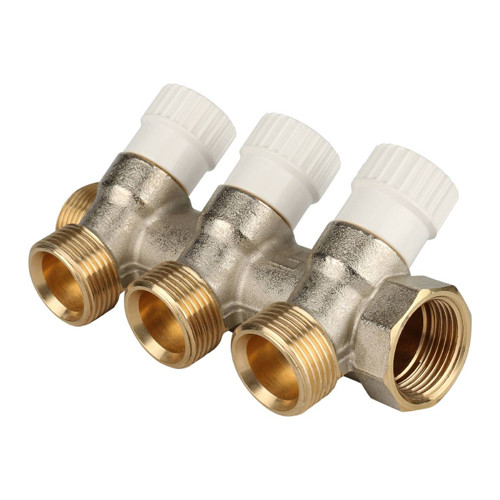 Коллектор распределительный STOUT SMB 6851 3 отвода ВР-НР 3/4&amp;quot; DN 20 PN 10 с запорными клапанами