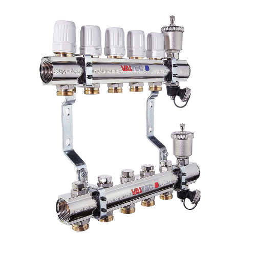 Коллекторная группа VALTEC VTc.594.EMNX.0606 6-ти контурный ВР-НР 1&amp;quot;x3/4&amp;quot; DN 25 PN 10 с регулирующими и балансировочными клапанами
