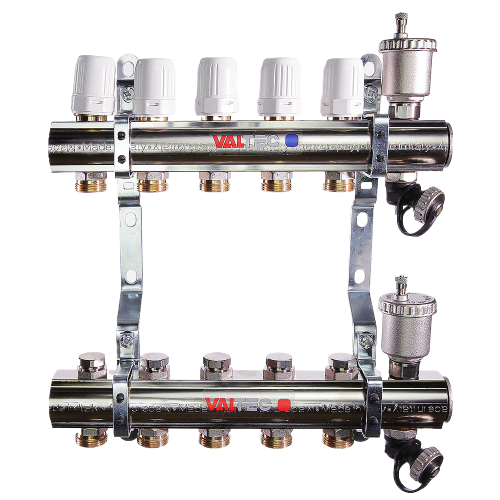 Коллекторная группа VALTEC VTc.594.EMNX.0606 6-ти контурный ВР-НР 1&amp;quot;x3/4&amp;quot; DN 25 PN 10 с регулирующими и балансировочными клапанами