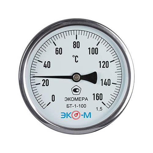 Термометр биметаллический ЭКОМЕРА БТ-1 Ду 100, Т 0-160C, L=60