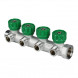 Коллектор распределительный FAR FK 3824 4 отвода ВР-НР 3/4&amp;quot;х1/2&amp;quot; DN 20 PN 16 с регулирующими клапанами плоское уплотнение