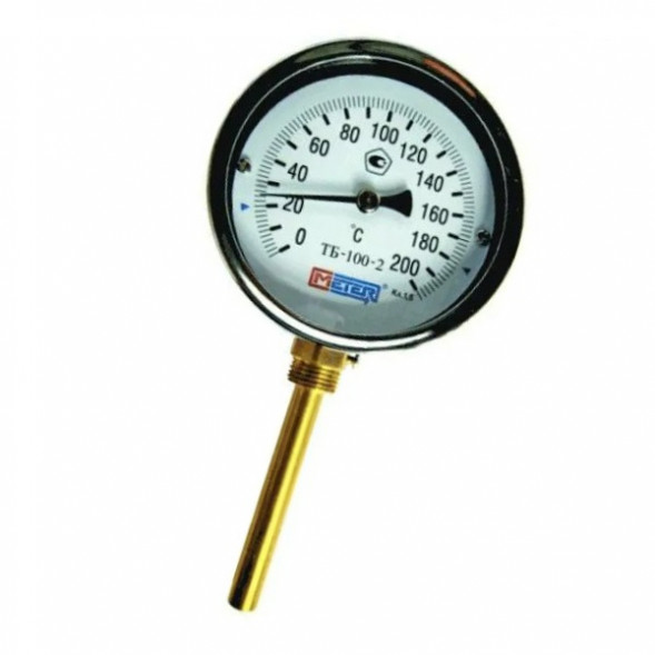 Термометр биметаллический радиальный Дк100 L100мм G1/2&amp;quot; 160С ТБ-100-2 Метер