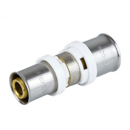 Муфта соединительная переходная латунная Aquasfera 8004 DN 16.4х26.5 PN 16, покрытие - никель, пресс, 8004-01