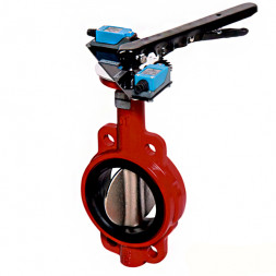 Затвор DENDOR 017W DN 100 PN 16 поворотный дисковый межфланцевый чугунный с электроприводом для систем пожаротушения