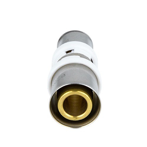 Муфта соединительная переходная латунная Aquasfera 8004 DN 20.4х26.5 PN 16, покрытие - никель, пресс, 8004-01