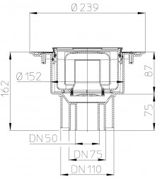 Корпус трапа HL3100K DN50/75/110 вертикальный выпуск, фланец, монтажная заглушка