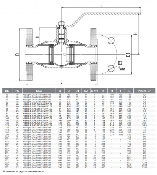 Кран шаровой цельносварной LD КШ.Ц.Ф.GAS.100.016.П/П.02 Ду 100 Ру 16 стальной полнопроходный фланцевый