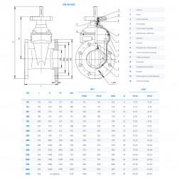 Задвижка DENDOR 47GVA DN 65 PN 16 клиновая фланцевая чугунная с обрезиненным клином под электропривод