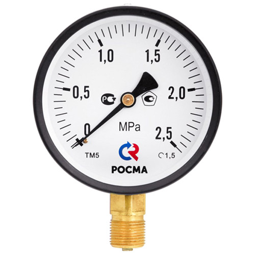 Манометр РОСМА ТМ-510Р.00 (0...0,6 МПа) Дкорп=100мм кл. 1,5 G1/2&amp;quot; общетехнический радиальный 00000006832
