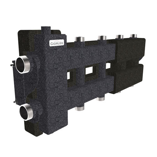 Коллектор распределительный GIDRUSS BM-80-5DU.EPP 5-ти контурный НР 1 1/4&amp;quot;x1&amp;quot; Ду 32 Ру 6 балансировочный в термоизоляции