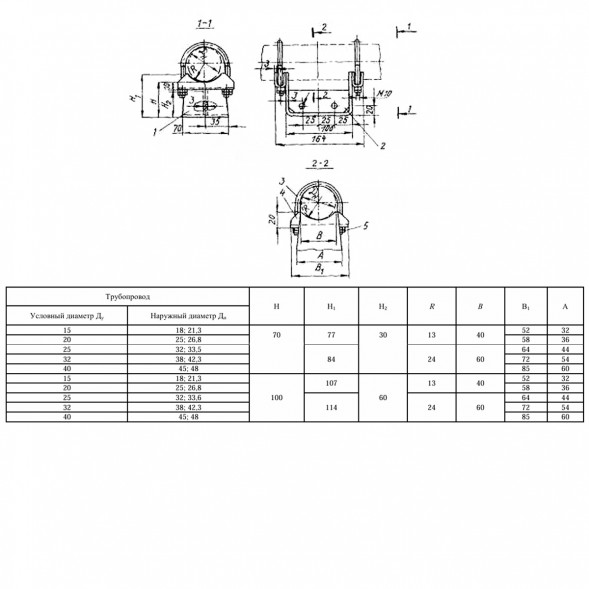 Опора ОПХ1-100.18 Ду 18 мм ОСТ 36-94-83 подвижная