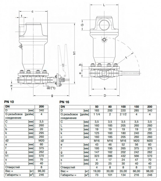 Клапан VAG DUOJET-S DN 150 PN 16 воздушный однокамерный с затвором