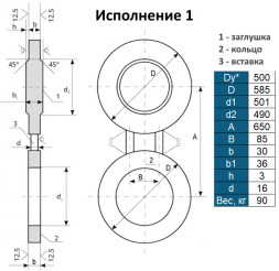 Заглушка 1-500-1,6 АТК 26-18-5-93 поворотная стальная Ду500 Ру16